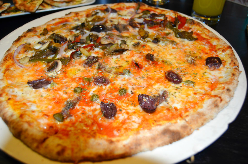 My half-veggie and half-siciliana pizza